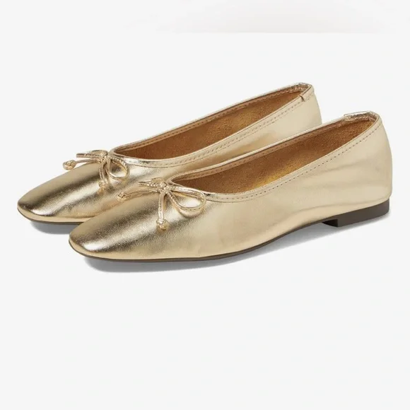 Shutz Arissa platina Metallic leather ballet flats made in Brazil NWOB. Size 5 - Picture 1 of 6